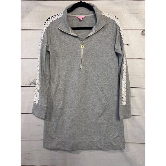 Lilly Pulitzer Grey Sweatshirt Dress Size SM Comfy Easy - Picture 1 of 6